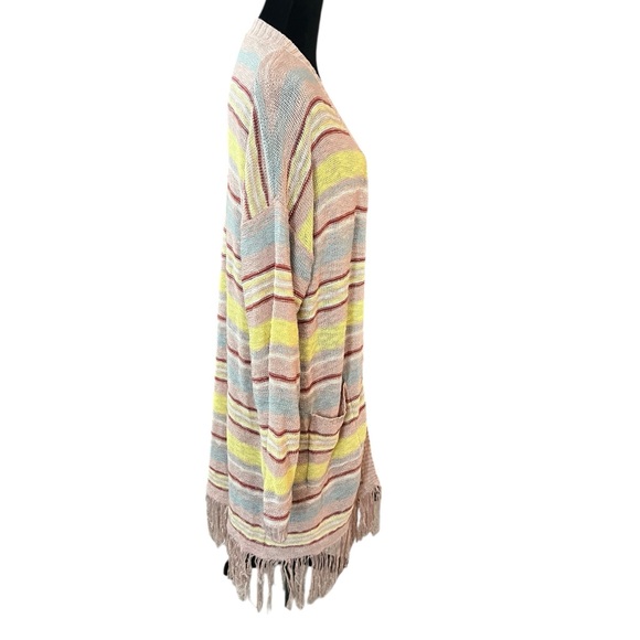 Wonderly Multicolor Striped Cardigan with Fringe - Picture 2 of 6